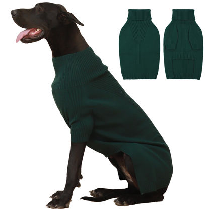 Picture of IECOii Extra-Large Dog Sweater 4XL,Christmas Dog Sweaters for Extra Large Dogs Girl Boy,Turtleneck Knitted Knitwear for Pet,Easy On Doggie Sweatshirt Dog Sweater for Doberman,Great Dane(Green,XXXXL)