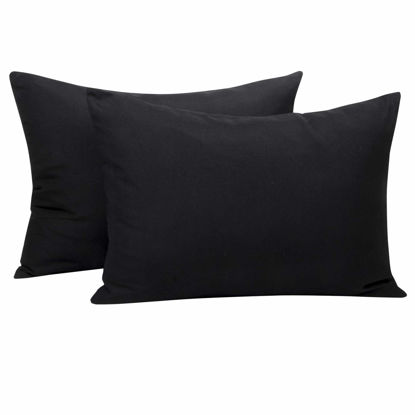 Picture of NTBAY Zippered Toddler Pillowcases Set of 2, 100% Brushed Microfiber 13x18 Pillowcases, Super Soft and Cozy Travel Kids Nursery Pillow Cases, 13x18 Inches, Black
