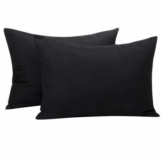 Picture of NTBAY Zippered Toddler Pillowcases Set of 2, 100% Brushed Microfiber 13x18 Pillowcases, Super Soft and Cozy Travel Kids Nursery Pillow Cases, 13x18 Inches, Black