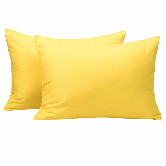 Picture of NTBAY Zippered Toddler Pillowcases Set of 2, 100% Brushed Microfiber 13x18 Pillowcases, Super Soft and Cozy Travel Kids Nursery Pillow Cases, 13x18 Inches, Yellow