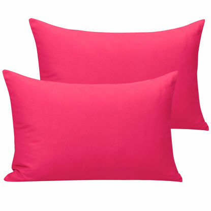 Picture of NTBAY Microfiber Toddler Pillowcases with Envelope Closure, 2 Pack 100% Brushed Microfiber Super Soft Travel Kids Nursery Pillow Cases, 14"x20" Fits Pillows Sized 12"x16" 13"x18" 14"x19", Magenta
