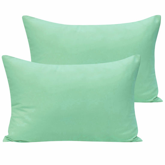 Picture of NTBAY Microfiber Toddler Pillowcases with Envelope Closure, 2 Pack 100% Brushed Microfiber Super Soft Travel Kids Nursery Pillow Cases, 14"x20" Fits Pillows Sized 12"x16" 13"x18" 14"x19", Mint