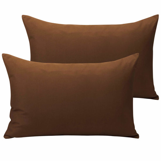 Picture of NTBAY Microfiber Toddler Pillowcases with Envelope Closure, 2 Pack 100% Brushed Microfiber Super Soft Travel Kids Nursery Pillow Cases, 14"x20" Fits Pillows Sized 12"x16" 13"x18" 14"x19", Brown
