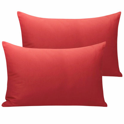 Picture of NTBAY Microfiber Toddler Pillowcases with Envelope Closure, 2 Pack 100% Brushed Microfiber Super Soft Travel Kids Nursery Pillow Cases, 14"x20" Fits Pillows Sized 12"x16" 13"x18" 14"x19", Wine Red