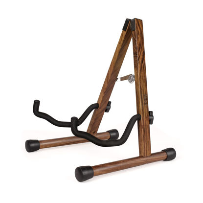 Picture of MUSO Natural Wood Guitar Stand, A-Frame Folding, Easy Assembly and Portable, For Guitar,Bass,Ukulele,Banjo,Cello,Mandolin,Durable and Solid Holder (Zebra)
