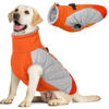 Picture of AOFITEE Dog Coat, Warm Dog Jacket Dog Winter Coats, Reflective Turtleneck Dog Fleece Vest with Harness Built in, Waterproof Windproof Dog Snow Jacket Snowsuit for Small Medium Large Dogs, Orange XL
