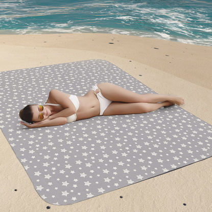 Picture of Large Splat Mat 54x72 Inches Extra Large Waterproof Mat Anti-Slip Bottom, Baby Art Playtime Mat for Craft/Mealtime on Table or Floor, Washable Portable Picnic Mat, Grey Star 4.5x6 Ft