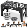 Picture of Jovrun Elevated Dog Bowls, Dog Feeder with 2 Stainless Steel Bowls &1 Slow Feeder Dog Bowls, 5 Heights Adjustable Raised Dog Bowls Stand for Medium Large Dogs, Dog Food Bowls with Non-Slip Feet