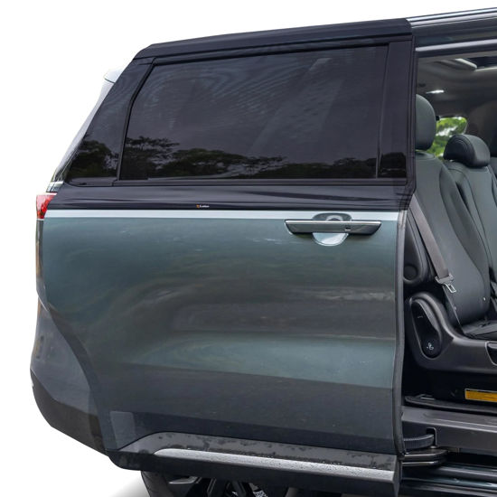 Picture of EcoNour Car Window Sun Shades - Sliding Door Rear Windows | Elasticized Mesh for Universal Fit | Sliding Door Side Window Sunshade | Car Window Accessories | 2 Pack Shades for Baby & Passenger Comfort