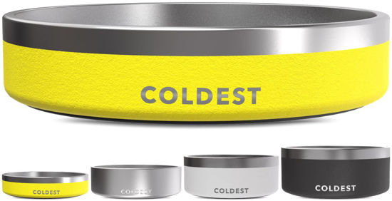 Picture of Coldest Dog Bowl - Anti Rust Metal & Non Slip Dog Bowls Large, Spill Proof Heavy Duty 3 Layers Insulated Dog Bowl - Food and Water Bowl for Dogs, Cats & Pets, Dishwasher Safe (21 oz, Solar Yellow)