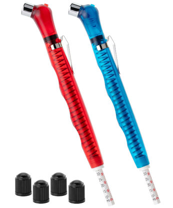 Picture of UNCO- Pencil Tire Pressure Gauge, 2 Pack, Blue & Red, 10-75 PSI, Tire Gauges for Tire Pressure, Tire Gauge, Air Pressure Gauge for Tires, Tire Air Gauge Tire Pressure, Car Tire Pressure Gauge