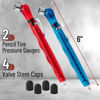 Picture of UNCO- Pencil Tire Pressure Gauge, 2 Pack, Blue & Red, 10-75 PSI, Tire Gauges for Tire Pressure, Tire Gauge, Air Pressure Gauge for Tires, Tire Air Gauge Tire Pressure, Car Tire Pressure Gauge