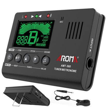 Picture of Digital Metronome Tuner Tone Generator, Moreup 3 in 1 Musical Tool with Contact Clip-on Microphone for Guitar Bass Violin Ukulele Chromatic Clarinet Flute Trumpet
