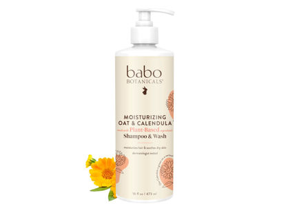 Picture of Babo Botanicals Moisturizing Oat & Calendula 2-in-1 Shampoo & Wash - For Dry or Sensitive Skin - For all ages - Lightly Scented - Vegan - 16 Fl Oz