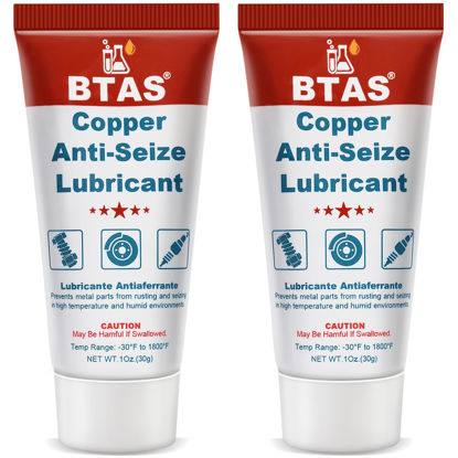 Picture of BTAS Copper Anti-Seize Lubricant 1 oz 2 Pcs,Resistant to High Temperatures, Rust and Corrosion, Resistant to Frictional Wear, for Automotive Brake Calipers Hubs, Spark Plug Threads, Bolts and Nuts