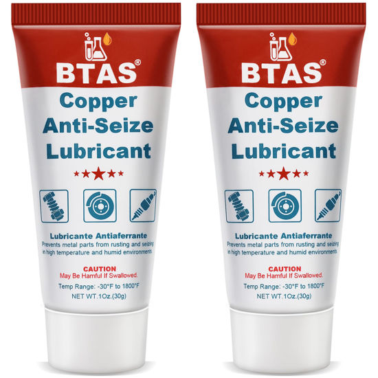 Picture of BTAS Copper Anti-Seize Lubricant 1 oz 2 Pcs,Resistant to High Temperatures, Rust and Corrosion, Resistant to Frictional Wear, for Automotive Brake Calipers Hubs, Spark Plug Threads, Bolts and Nuts