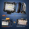 Picture of Nilight 2PC 4Inch Triple Row Lights 60W Flood Spot Combo 6000LM Bar Driving Boat Led Off Road Trucks with Adjustable Pillar Hood Mount Bracket Clamp Holder and Wiring Harness Kit