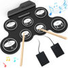 Picture of Rocktata® Electronic Drum Set, 7 Pad Roll-up Drum Kit with Headset Jack, Pedals, Drumsticks, Portable Kids Drum Set Practice Pad for Beginner (No Built-in Speaker)