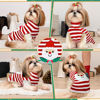 Picture of ABRRLO Dog Christmas Sweater Cute Striped Santa Xmas Dog Cat Outfit New Year Holiday Costumes Puppy Cat Sweater with Leash Hole for Small Medium Large Dogs Girl Boy Turtleneck Winter Warm Pet Clothes