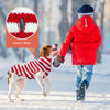 Picture of ABRRLO Dog Christmas Sweater Cute Striped Santa Xmas Dog Cat Outfit New Year Holiday Costumes Puppy Cat Sweater with Leash Hole for Small Medium Large Dogs Girl Boy Turtleneck Winter Warm Pet Clothes