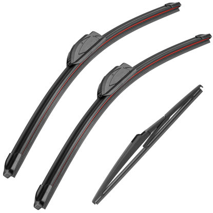 Picture of 26" 20" 12" Windshield Wiper Blades Replacement for Toyota Highlander 2008-2017 2018 2019 Premium All Weather Wiper Blade (3 of Set)