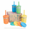 Picture of Elk and Friends Stainless Steel Cups | 10 oz Mason Jar design | Kids & Toddler Cups with Silicone Sleeves & Straws with Stopper | Smoothie Cups