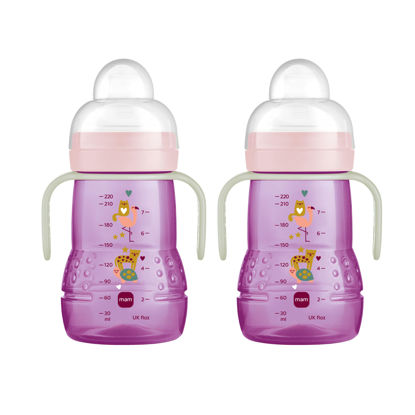Picture of MAM Plastic Trainer Cup, Trainer Drinking Cup with Extra-Soft Spout, Spill-Free Nipple, and Non-Slip Handles, for Girls 4+ Months, Eight Ounces