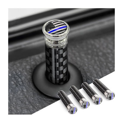Picture of Moly Magnolia 4PCS Car Door Lock Knobs, American Flag Carbon Fiber Door Lock Pin Cover, Decorative Modification Door Lock Bolt Pin Cover, Auto Accessories Universal for SUV, Truck, Van (Style C)