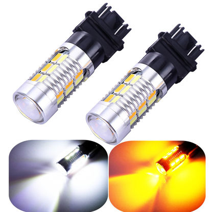 Picture of 3157 3057 3357 4157 Turn Signal White Yellow Amber Switchback Led Light Bulbs 22 SMD with Projector, for Standard Socket, Not CK, Pair of 2