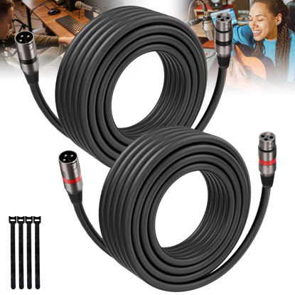 Picture of XLR Cables 25FT/8M 2 Packs, Premium Heavy Duty Balanced Microphone Cable with 3-Pin XLR Male to Female Microphone Cord Connector Compatible with Microphones,Mixer,Speaker Systems,Preamps and More