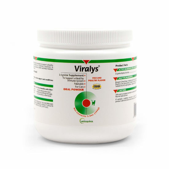 Picture of Vetoquinol Viralys L-Lysine Supplement for Cats - Cats & Kittens of All Ages - Immune Health - Sneezing, Runny Nose, Squinting, Watery Eyes - Flavored Lysine Powder