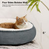 Picture of Love's cabin Round Donut Cat and Dog Cushion Bed, 20in Pet Bed for Cats or Small Dogs, Anti-Slip Water-Resistant Bottom, Super Soft Durable Fabric Pet beds, Washable Cat Dog Bed Stripe Bluish Grey