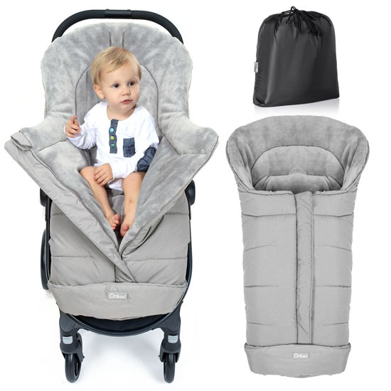 Picture of Orzbow Warm Bunting Bag Universal,Stroller Sleeping Bag Cold Weather,Waterproof Toddler Footmuff (Light Grey, Large)