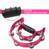 Picture of Soulmate Tambourine Metal Jingles Hand Held Percussion Half-Moon Tambourine for Kids Adult Musical Instrument Gift Double Row Tambourines for KTV, Party for 3 years+ (Pink Tamboruine)
