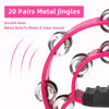Picture of Soulmate Tambourine Metal Jingles Hand Held Percussion Half-Moon Tambourine for Kids Adult Musical Instrument Gift Double Row Tambourines for KTV, Party for 3 years+ (Pink Tamboruine)