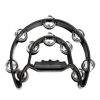 Picture of Soulmate Tambourine Metal Jingles Hand Held Percussion Half-Moon Tambourine for Kids Adult Musical Instrument Gift Double Row Tambourines for KTV, Party (Black Tamboruine)