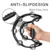 Picture of Soulmate Tambourine Metal Jingles Hand Held Percussion Half-Moon Tambourine for Kids Adult Musical Instrument Gift Double Row Tambourines for KTV, Party (Black Tamboruine)