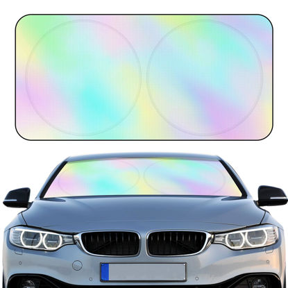 Picture of Windshield Sun Shade Foldable Car Front Window Covers for Car Accessories Sun Heat UV Rays Visor Protector Protection for Universal Cars SUV Truck (Rainbow)