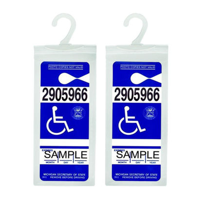 Picture of Handicap Placard Holder - Ultra Transparent Disabled Parking Permit Placard Protective Holder Cover with Large Hanger by Tbuymax (Set of 2)