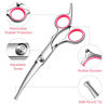 Picture of FAIGEO Dog Grooming Scissors with Safety Round Tips Stainless Steel Professional Dog Grooming Kit - Thinning, Curved Scissors and Comb for Dog Cat Pet (Pink 4 in 1)