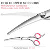 Picture of FAIGEO Dog Grooming Scissors with Safety Round Tips Stainless Steel Professional Dog Grooming Kit - Thinning, Curved Scissors and Comb for Dog Cat Pet (Pink 4 in 1)