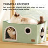 Picture of Bedsure Extra-Wide Cat House for Indoor Cats - Large Cat Cave for Pet Cat House with Fluffy Ball Hanging and Scratch Pad, Foldable Cat Hideaway for Multi Cats, 23.6x16.9x13 inches, Green
