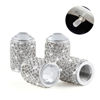 Picture of Alpmosn Car Wheel Tire Valve Caps, 4 PCS Bling Tire Valve Caps, Crystal Tire Caps Shinny Rhinestone for Women, Universal Car Dustproof Tire Valve Caps for Cars, Trucks, SUV and Motorcycles (White)