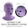 Picture of Suvnie 2 PCS Car Headrest Cover, Personalized Funny Car Seat Full Face Mask, Ski Mask Wrap Protection for Auto Front Seat Rest Decoration, Universal Interior Car Accessories (Light Purple)