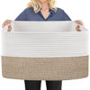 Picture of MEGASKET Extra Large Cotton Rope Basket, 23.6" x 15.7" x 14.1" Rectangle Blanket Basket Living Room, Wicker Woven Throw Blanket Pillow Storage Basket, Soft Kids Dog Toy Basket Storage Bins Organizer