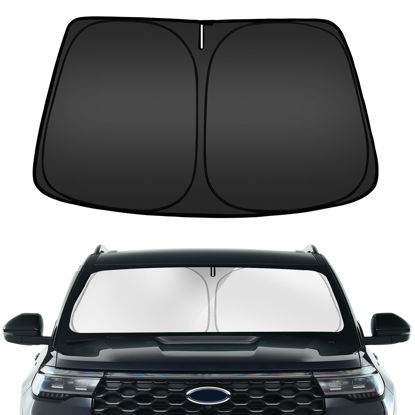 Picture of ARISMOTOR Windshield Sun Shade for Ford Explorer 2020-2024, Custom Fit Foldable Front Window Sunshade Sun Visor Protector, Block UV Rays Keep Your Car Cooler