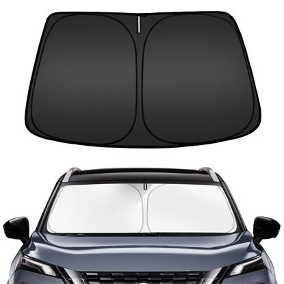 Picture of ARISMOTOR Windshield Sun Shade for Ni-ssan Rogue 2021-2024, Custom Fit Foldable Front Window Sunshade Sun Visor Protector, Block UV Rays Keep Your Car Cooler