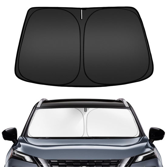 Picture of ARISMOTOR Windshield Sun Shade for Ni-ssan Rogue 2021-2024, Custom Fit Foldable Front Window Sunshade Sun Visor Protector, Block UV Rays Keep Your Car Cooler