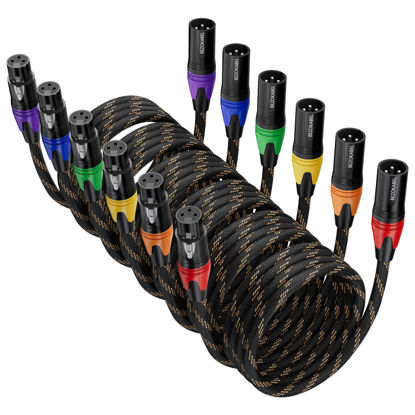 Picture of XLR Cables 50ft 6 Pack, BEZOKABLE Microphone Cable Male to Female Nylon Braided 3 Pin XLR to XLR Cable Compatible with Microphones, Mixer, Speaker Systems and More