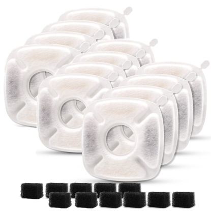 Picture of 8/16Pcs Pet Fountain Filters Replacement Compatible with Veken 95Oz/2.8L Dog Water Fountain, Cat Water Fountain Filters (12 Carbon filters+12 Sponge filters)